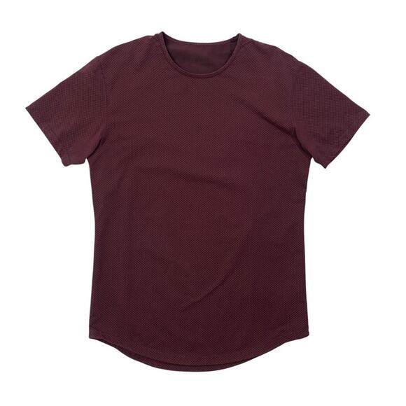 BYLT Shirt Mens M Maroon Gray Premium Basics Drop Cut Lux Short Sleeve Dot Print - Picture 1 of 11